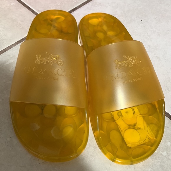 Coach Shoes - Coach Yellow jelly slides